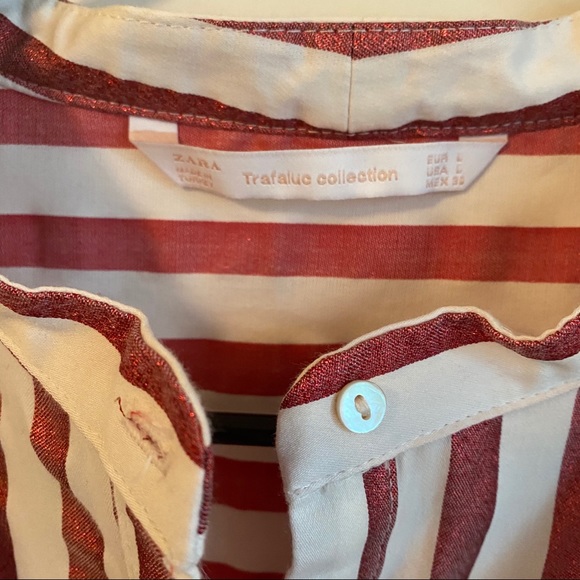 SOLD Red and off white stripped blouse - Picture 6 of 15